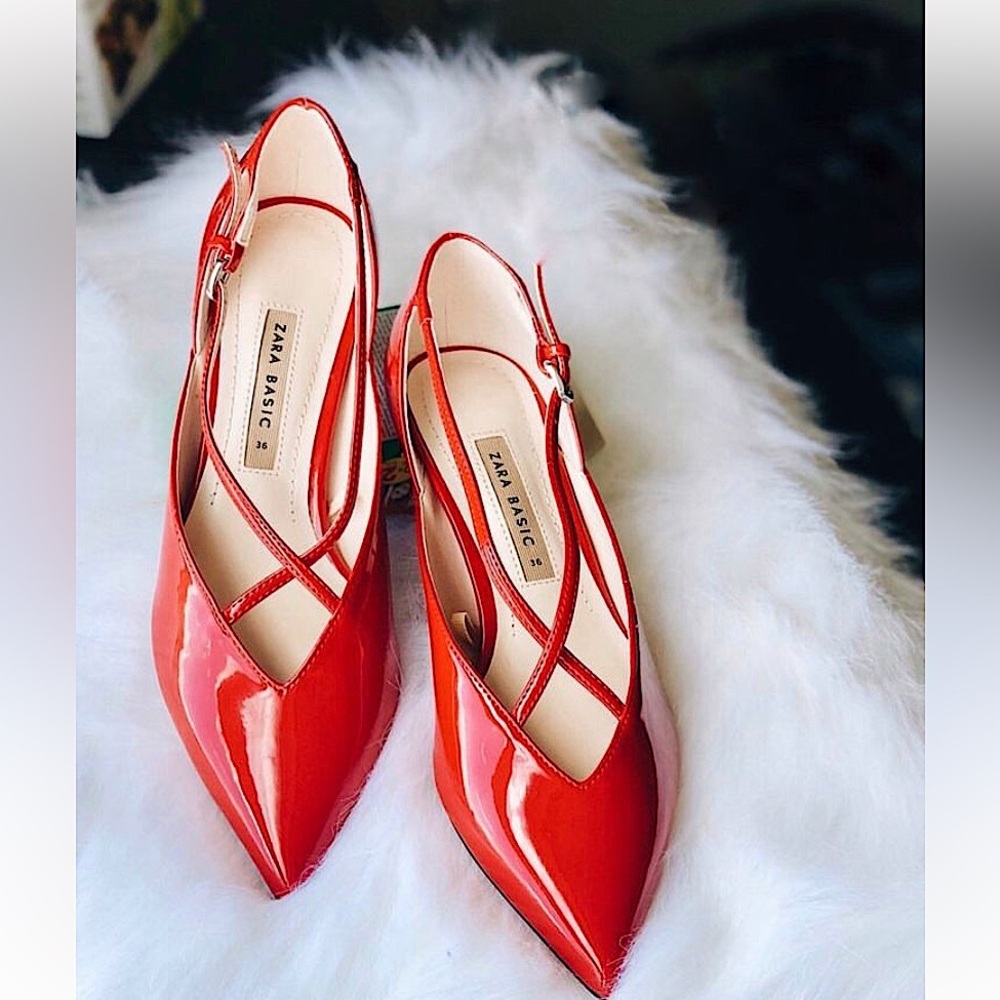 Zara kitten heels Red patent leather